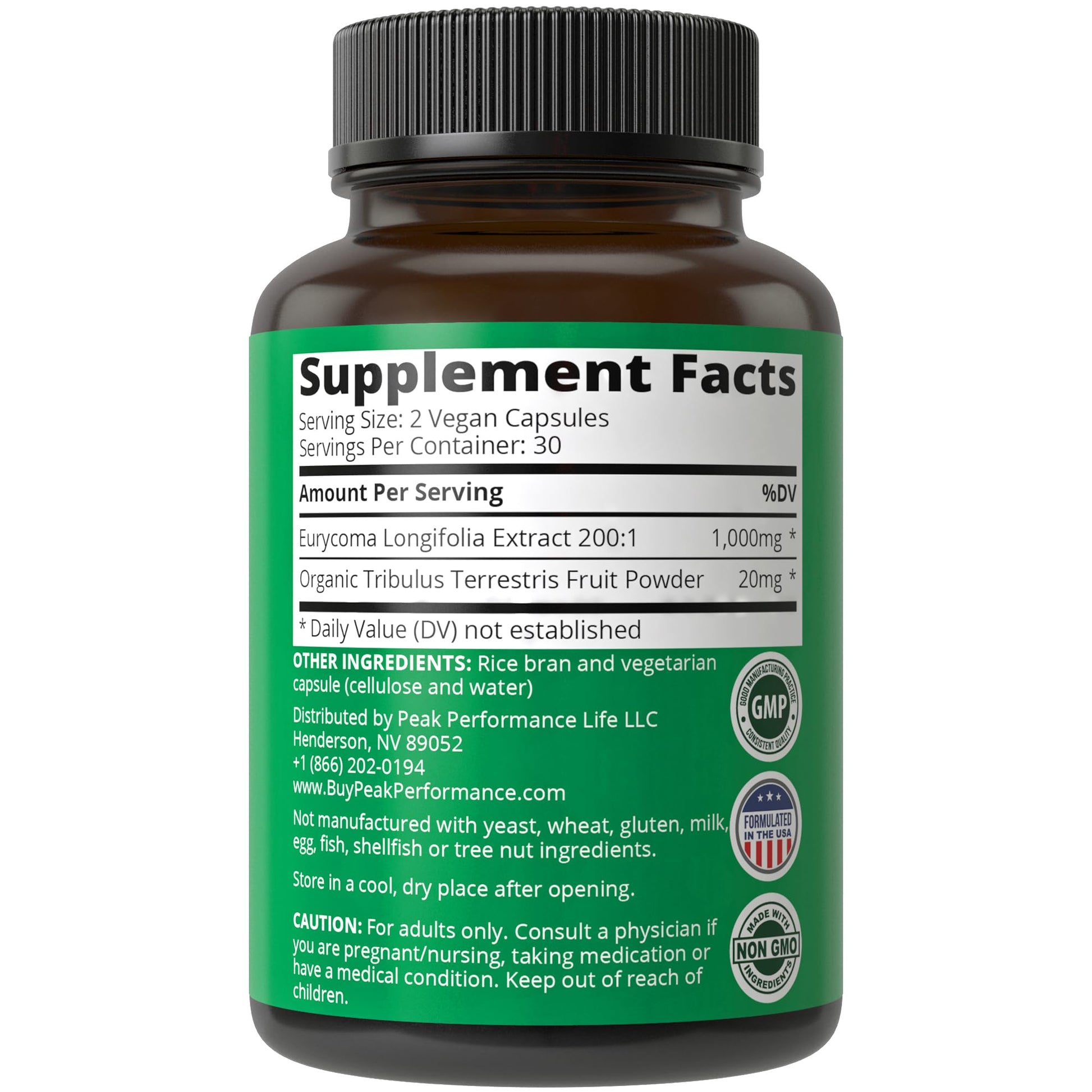 High-strength Tongkat Ali 200:1 herbal supplement bottle