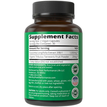 High-strength Tongkat Ali 200:1 herbal supplement bottle