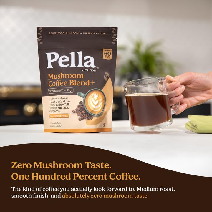 Vegan and gluten free mushroom coffee powder being scooped