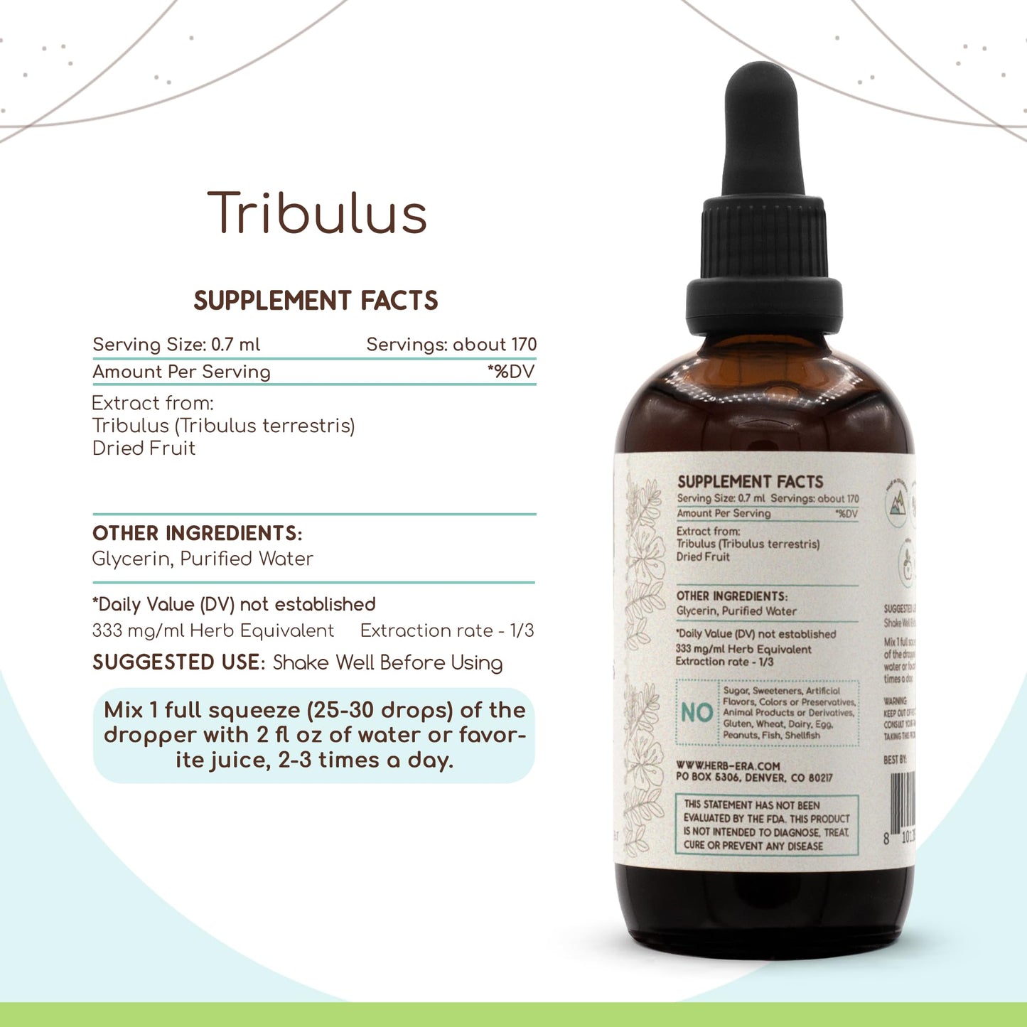 HerbEra Tribulus B120 concentrated liquid drops packaging details