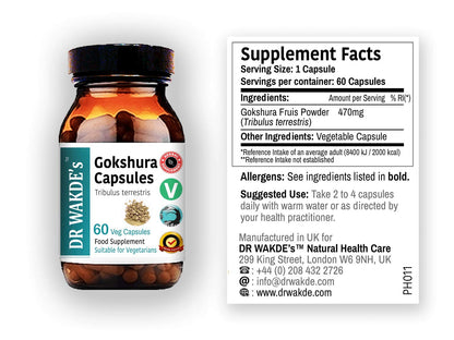 Side view of Dr Wakde's Tribulus terrestris 60 count bottle