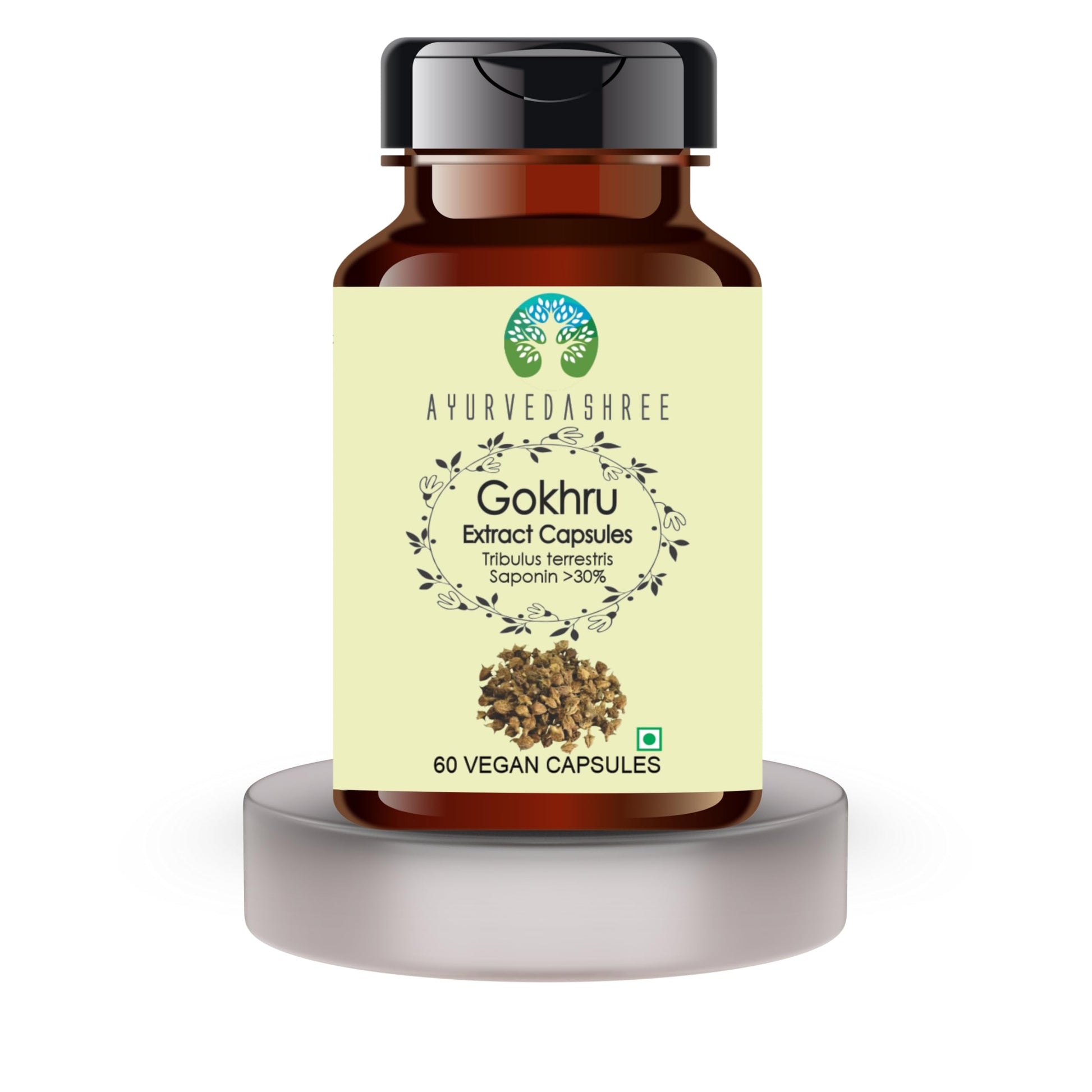 Ayurvedashree Gokhru supplement bottle nutrition label