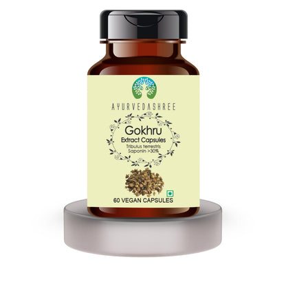 Ayurvedashree Gokhru supplement bottle nutrition label