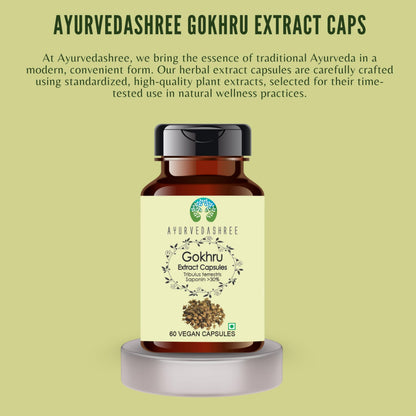 Ayurvedashree Gokhru capsules vegan and gluten free label