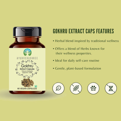 Ayurvedashree Gokhru extract 60 vegetarian capsules packaging