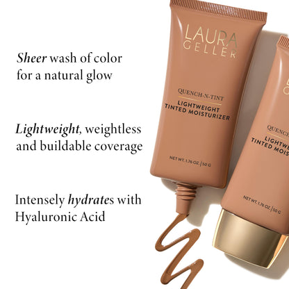 Hydrating tinted foundation cream by Laura Geller New York with hyaluronic acid.