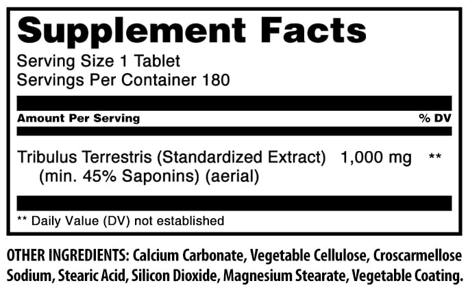 Amazing Nutrition Tribulus dietary supplement packaging details
