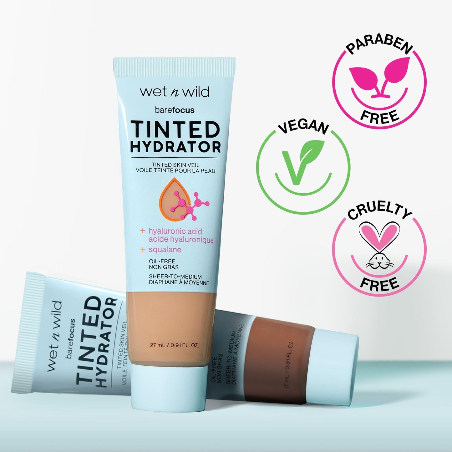 Wet N Wild hydrating skin tint product texture swatch showing lightweight medium coverage cream