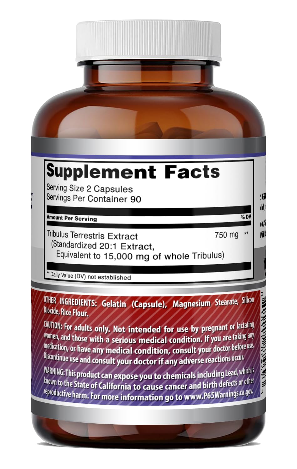 Amazing Nutrition Tribulus Terrestris supplement bottle nutritional facts