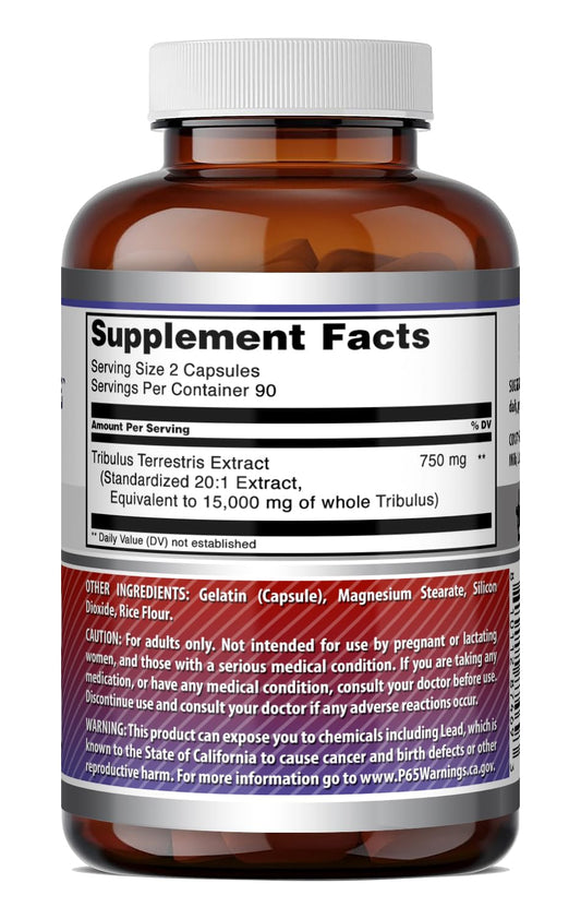 Amazing Nutrition Tribulus Terrestris supplement bottle nutritional facts