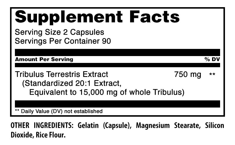 Amazing Nutrition Tribulus Terrestris 180 vegan capsules bottle side view