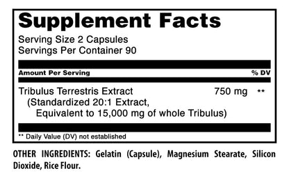 Amazing Nutrition Tribulus Terrestris 180 vegan capsules bottle side view