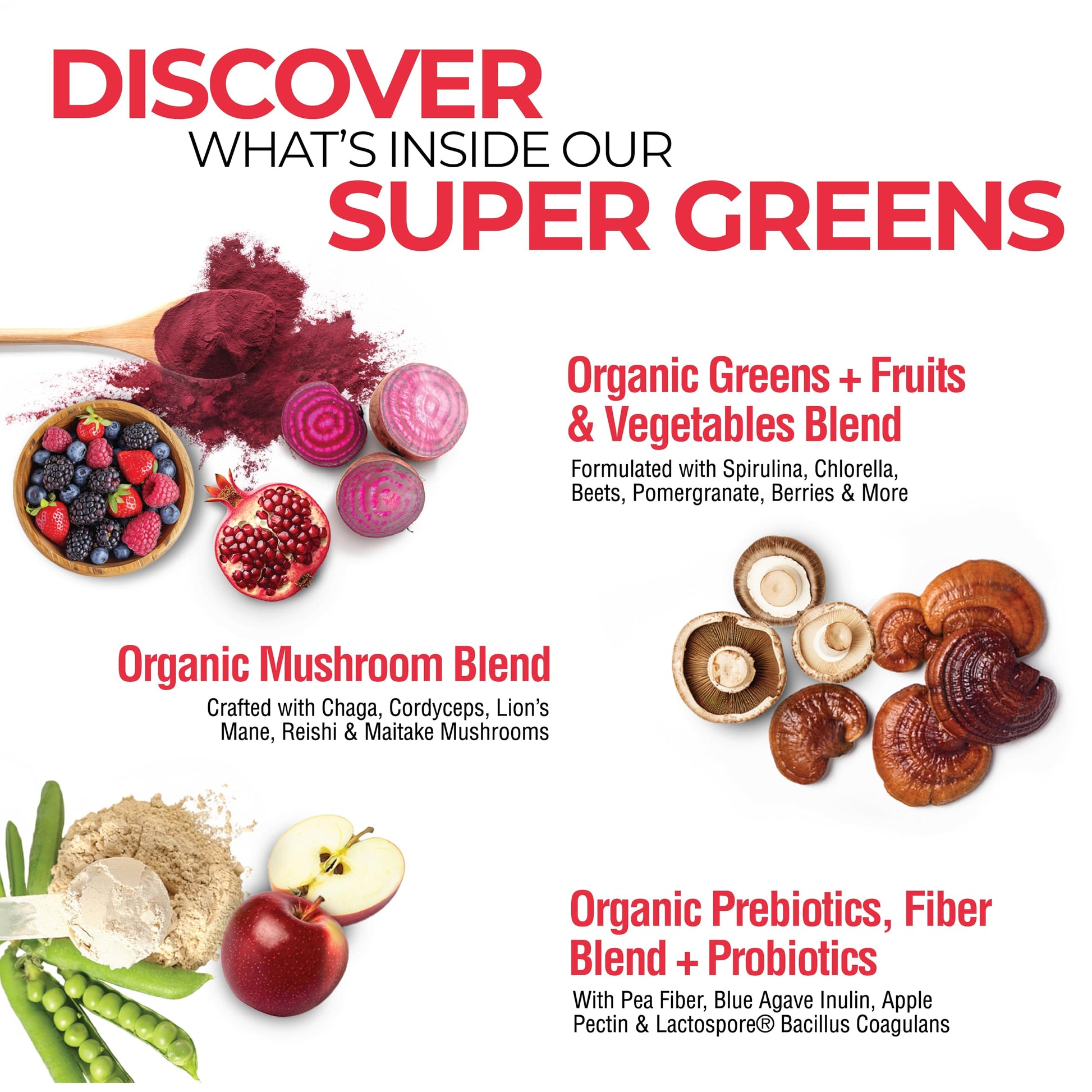 USDA Organic and vegan certification seals on the Country Farms Superfood powder container.