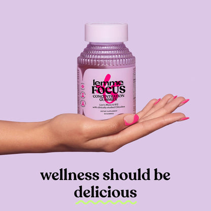 Lemme Focus daily wellness gummies container for adult concentration and mental clarity