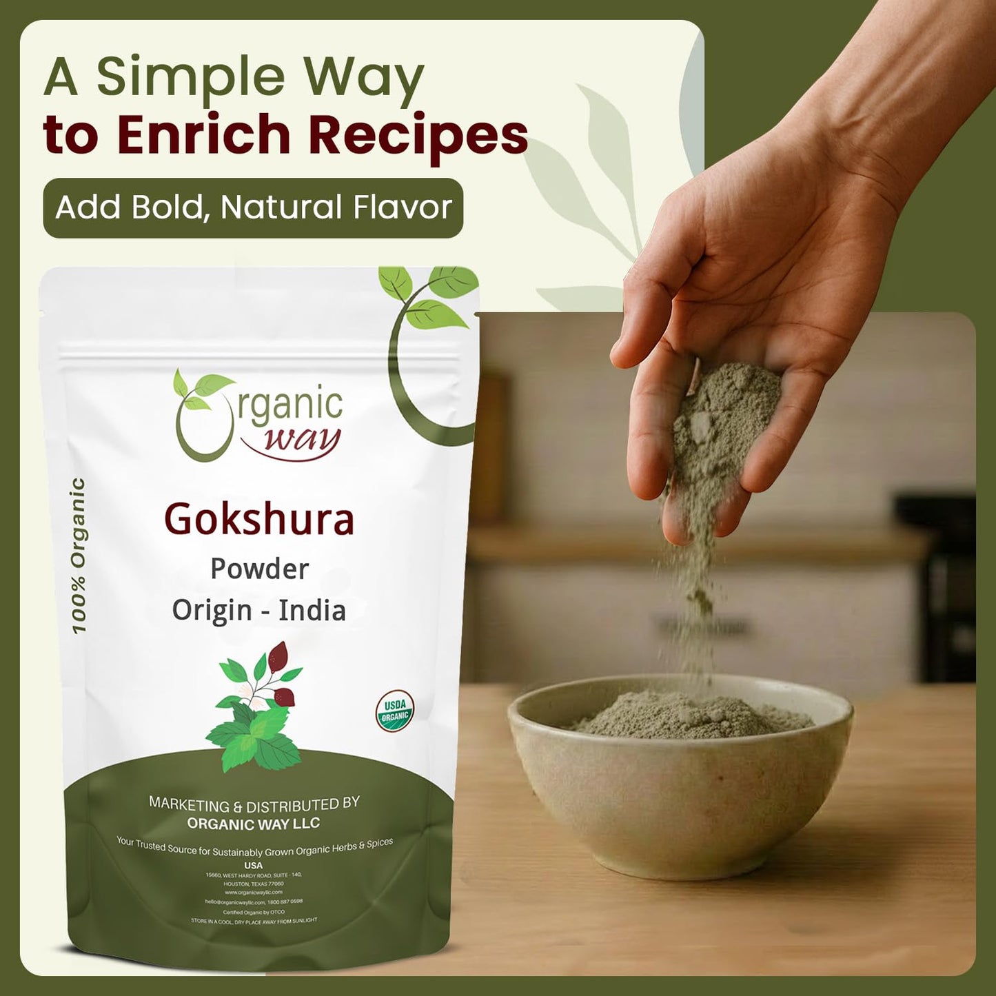 Authentic USA imported Organic Way Gokshura packaging