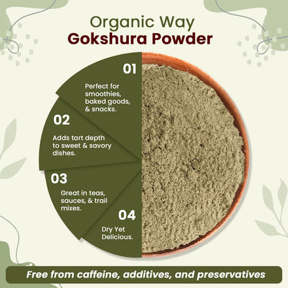 Close up of Organic Way Gokshura supplement label details