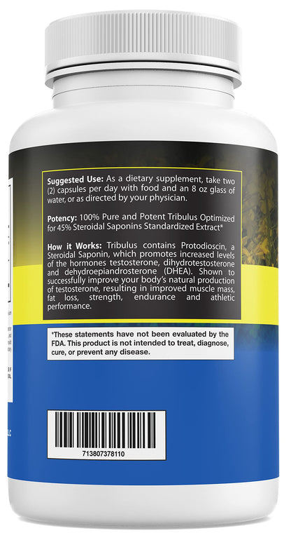 High potency Bulgarian Tribulus 180 count dietary supplement bottle