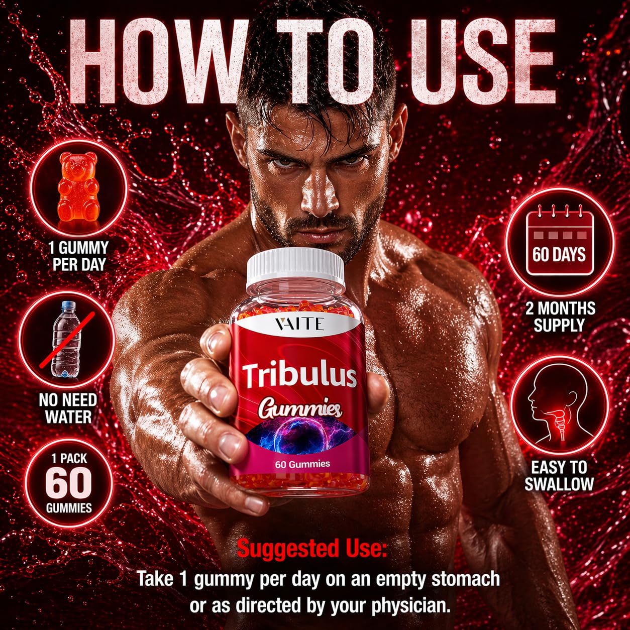 Supplement facts label on Vaite Tribulus Terrestris bottle
