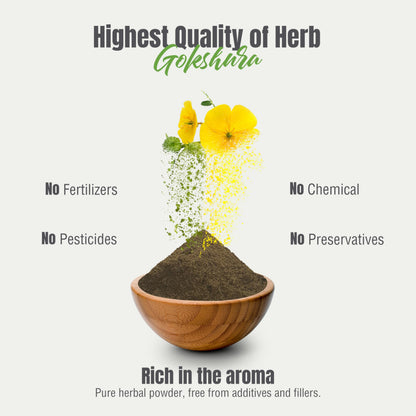 Close up texture of HerbsForever Tribulus terrestris fruit powder