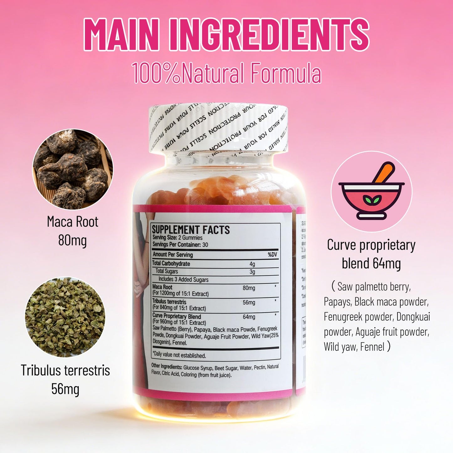 Bottle of USA imported Wins Town Curve Maca Gummies