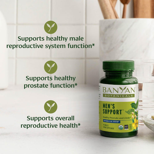 Authentic Banyan Botanicals prostate health supplement label detailing its 500 milligram strength.