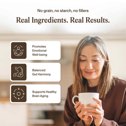 Authentic Real Mushrooms organic brain supplement showing lab verified beta glucan data
