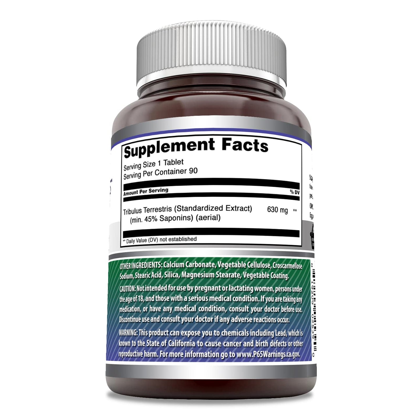 Amazing Nutrition Tribulus 90 tablets label details and potency