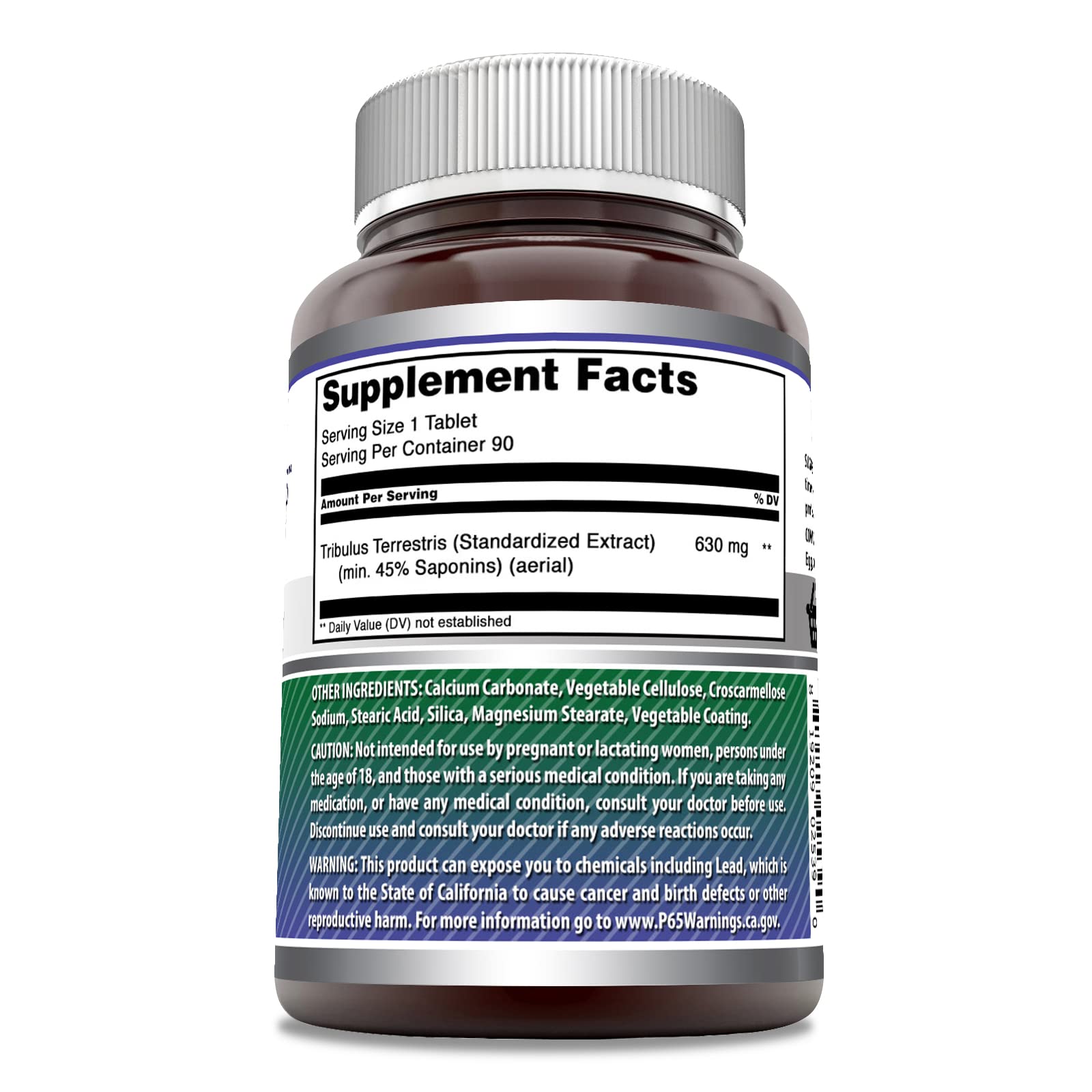 Amazing Nutrition Tribulus 90 tablets label details and potency