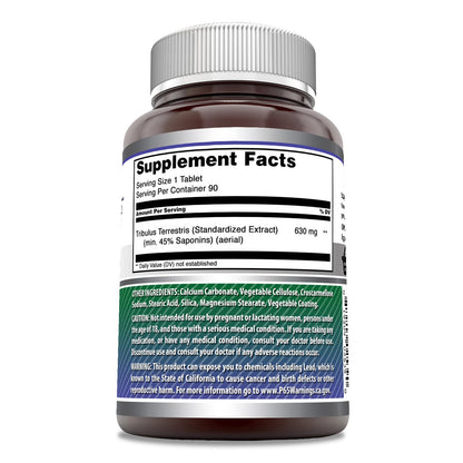 Amazing Nutrition Tribulus 90 tablets label details and potency