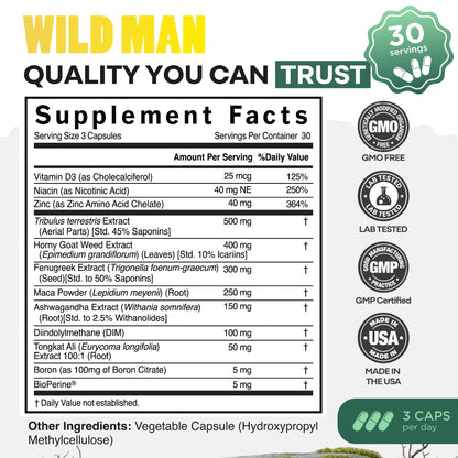 Side view of Wild Foods male hormone support supplement