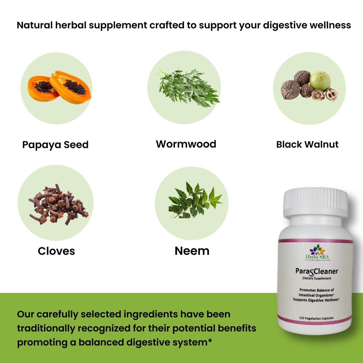 Herbs SRA ParasCleaner Gut Health Supplement Packaging Details