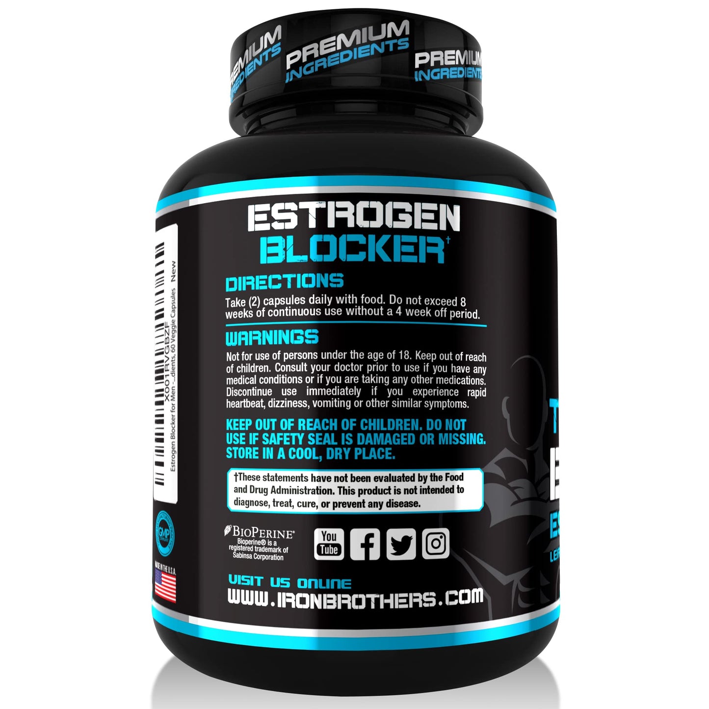 Iron Brothers Testosterone Booster label detail showing ingredients