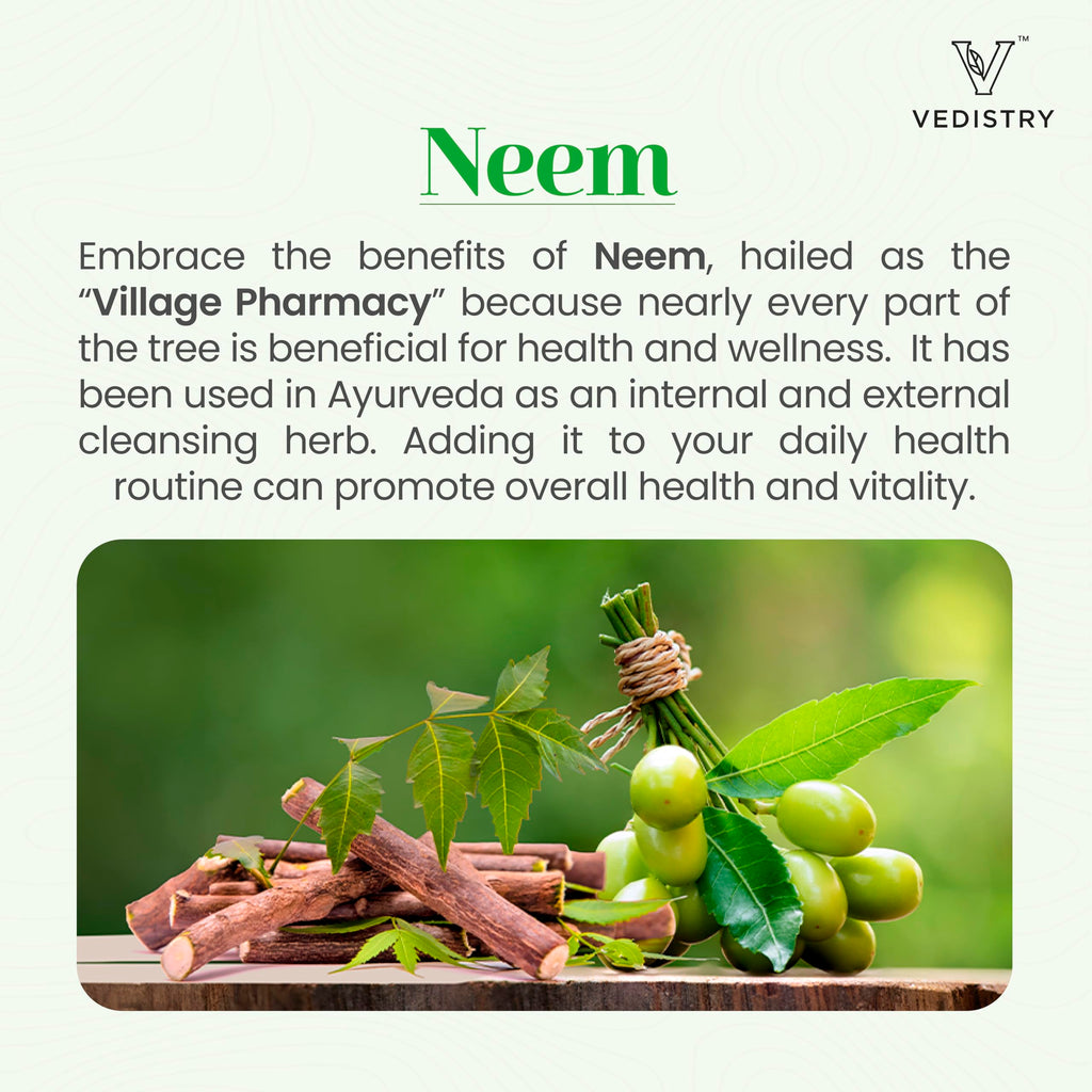 Vedistry Neem Leaf 1100mg Tablets bottle supplement facts