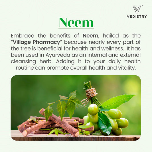 Vedistry Neem Leaf 1100mg Tablets bottle supplement facts