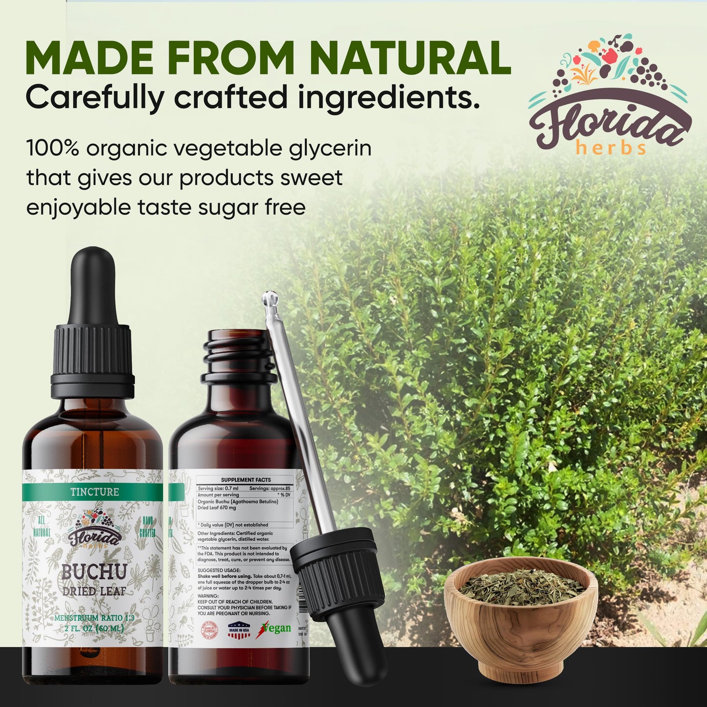 Florida Herbs Organic Buchu Extract liquid dropper view