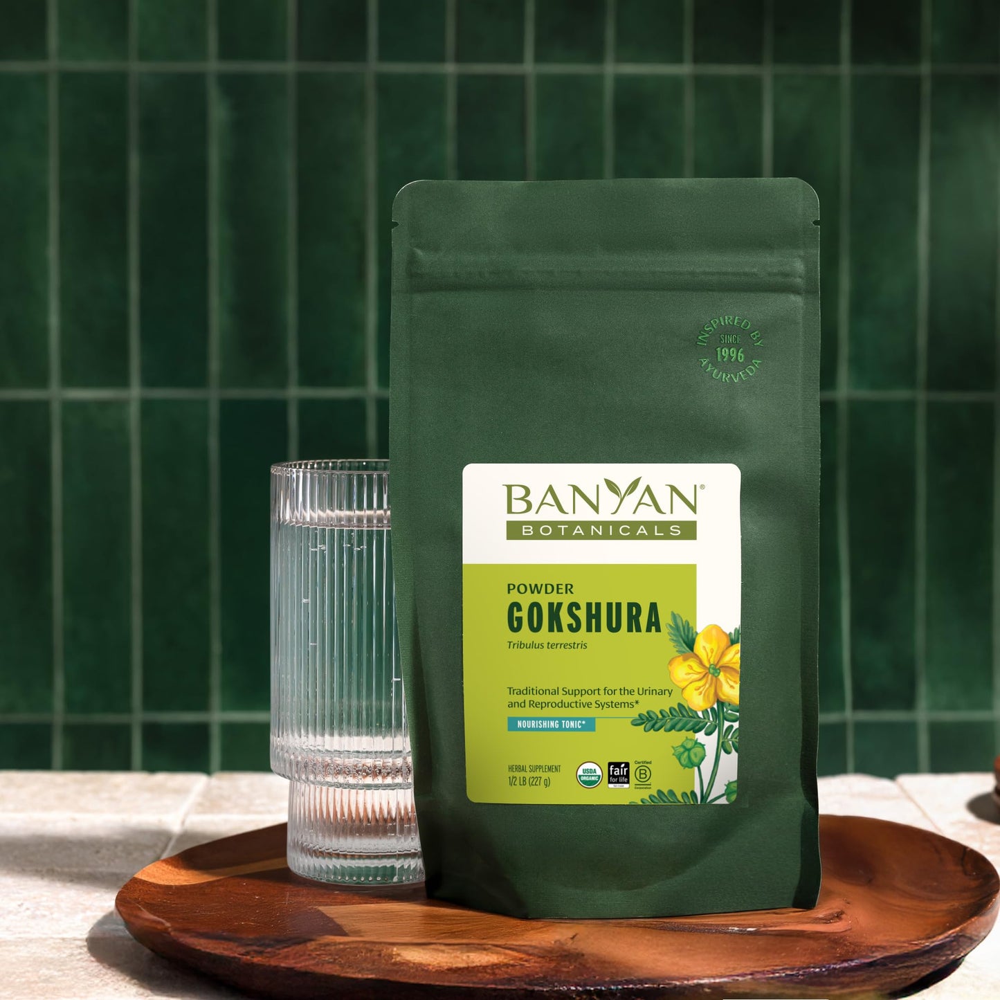 Banyan Botanicals Gokshura Tribulus terrestris powder texture
