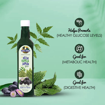Garden Of Nutrition Neem Karela Jamun Juice herbal ingredients display