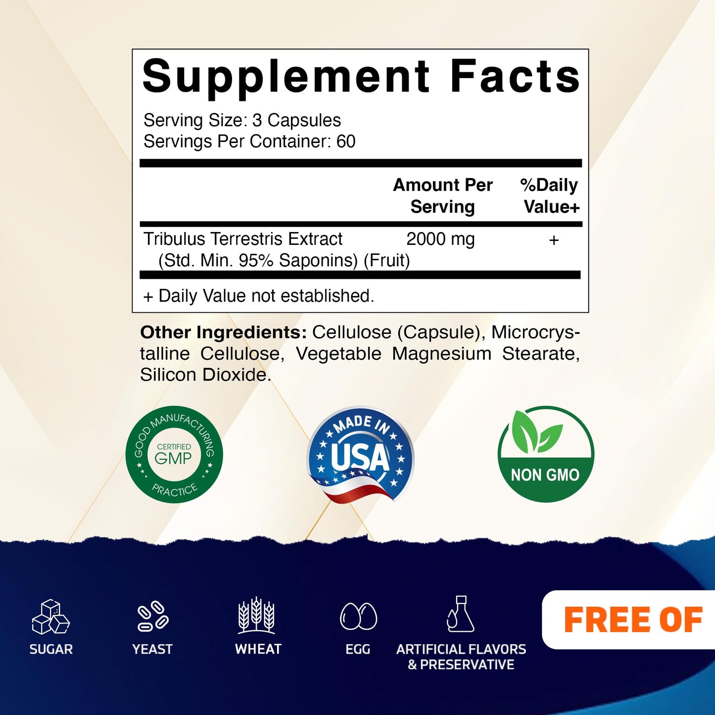Vitamatic Tribulus Terrestris vegetable capsules label details