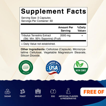 Vitamatic Tribulus Terrestris vegetable capsules label details