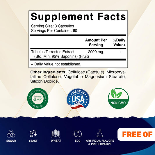 Vitamatic Tribulus Terrestris vegetable capsules label details