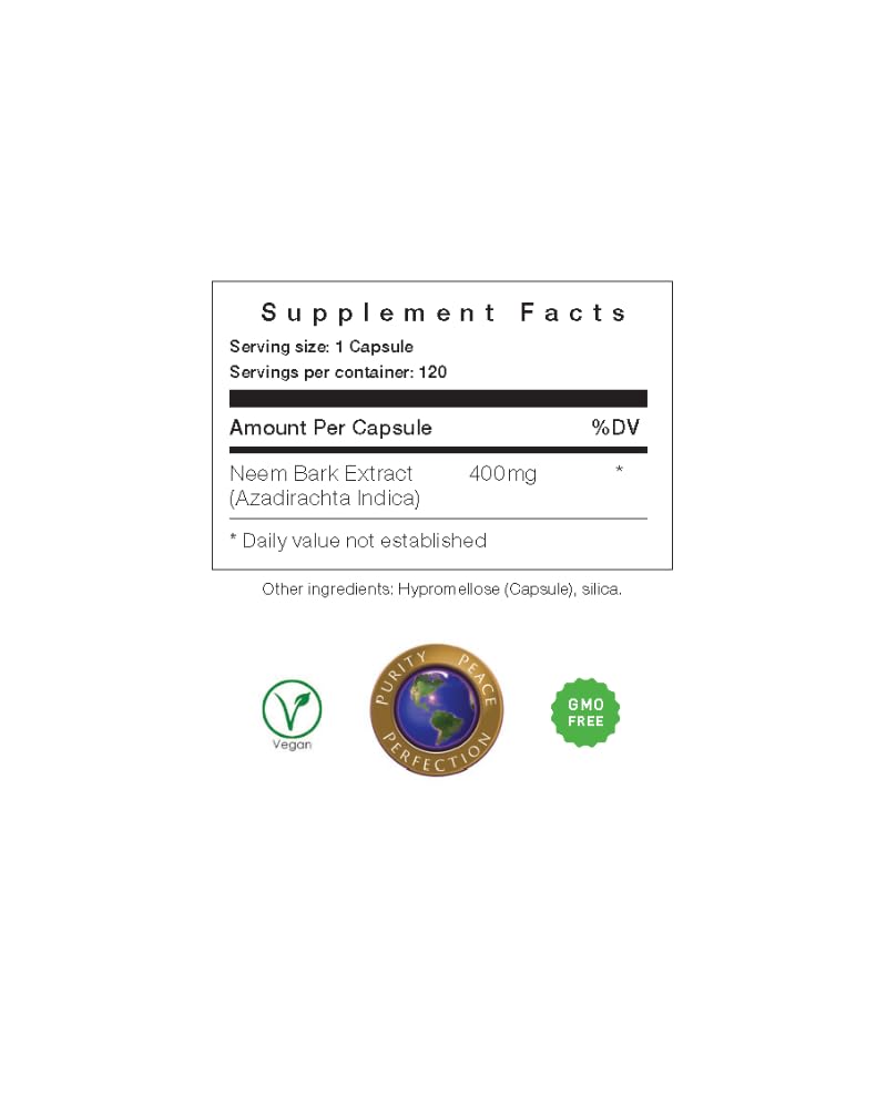 All About Neem Organic Neem Bark Powder Capsules Top View