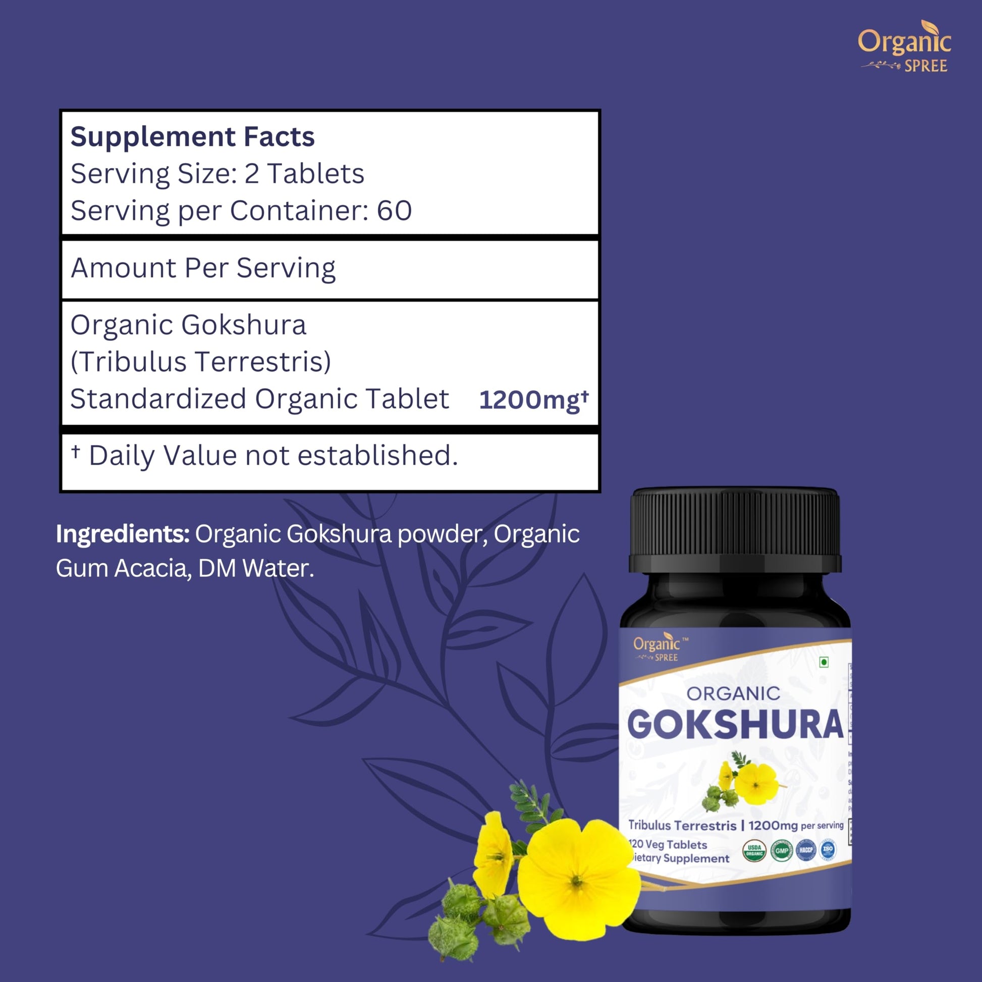 Organic Spree Gokshura vegetable tablets close up