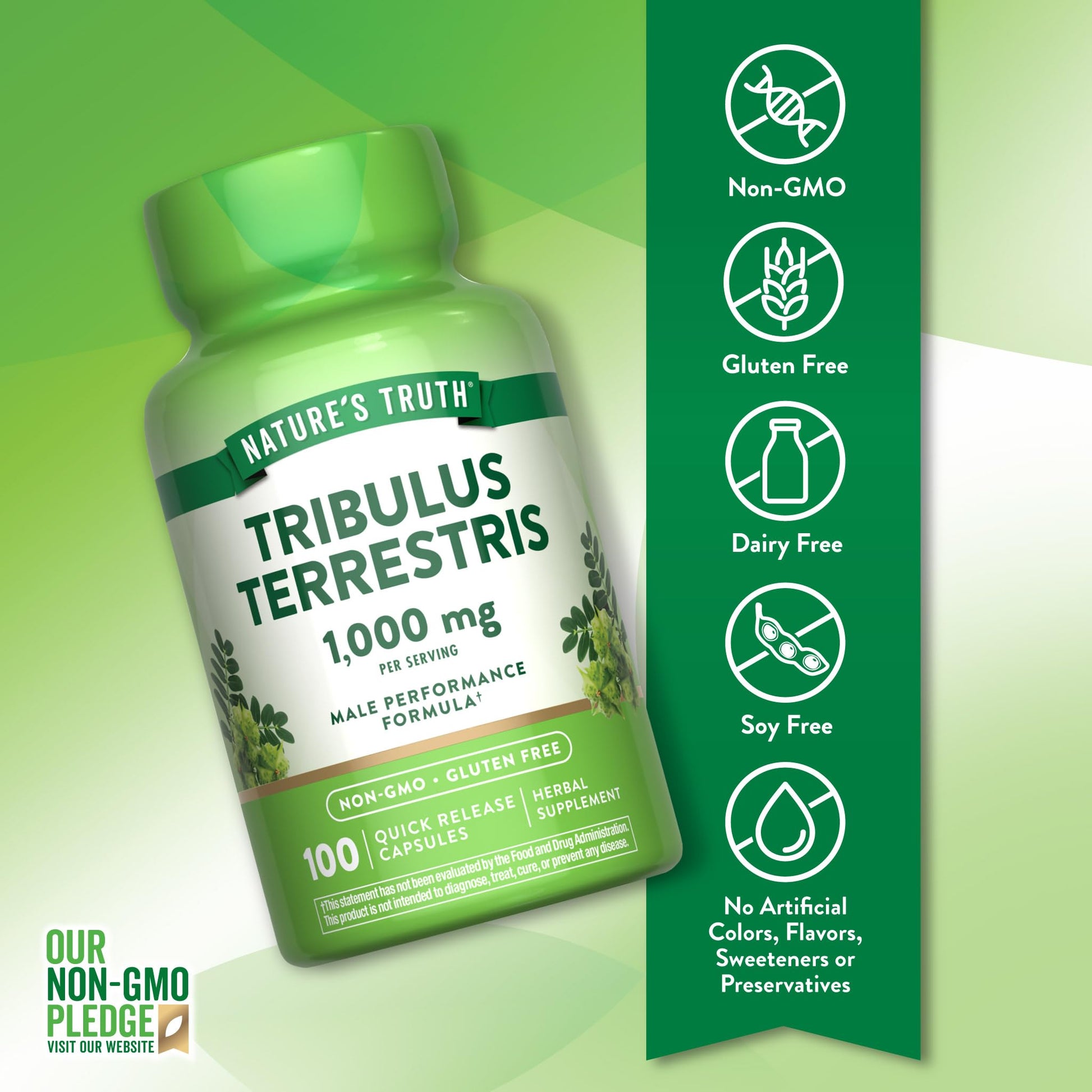 Side profile of Nature's Truth Tribulus Terrestris bottle