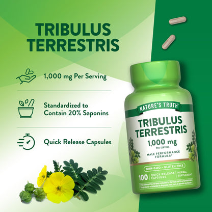 Close up of Nature's Truth Tribulus Terrestris 1000mg supplement