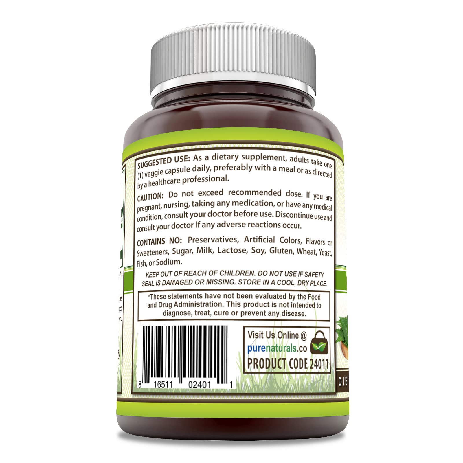 Pure Naturals Leaves Neem Supplement Bottle Back Details