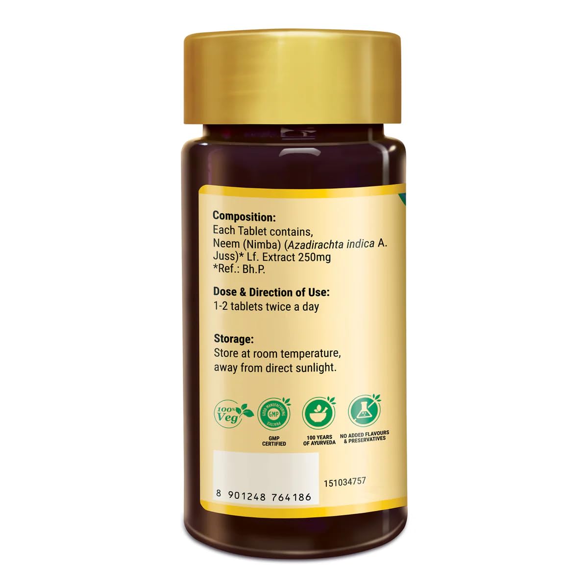 Zandu Neem Tablets body detox supplement capsules label details