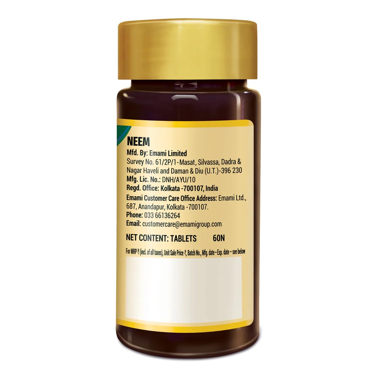 Zandu Neem vegan tablets antioxidant and immunity support bottle