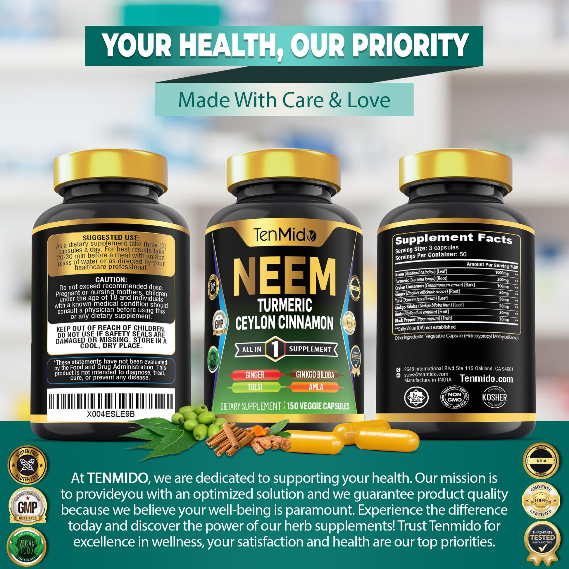 Tenmido Neem Leaf Supplement wellness capsules lifestyle