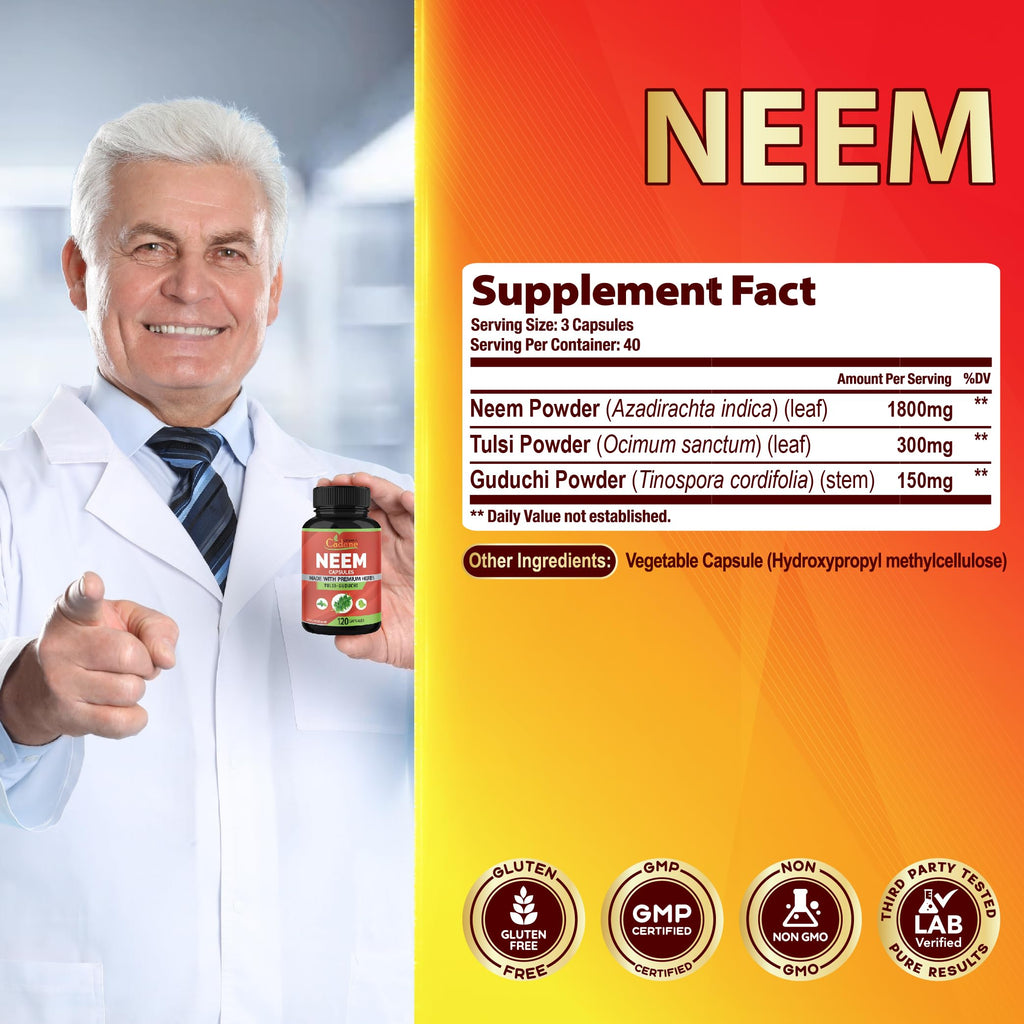 Organic Cadane Neem Leaf Capsules ingredients and dosage details
