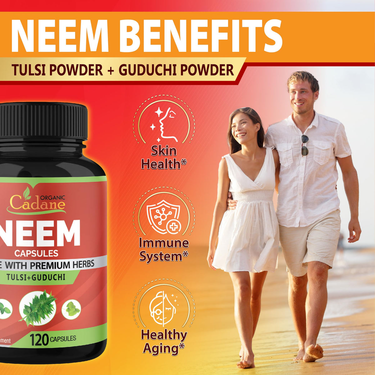 Organic Cadane Neem Leaf Capsules vegetable capsules close up